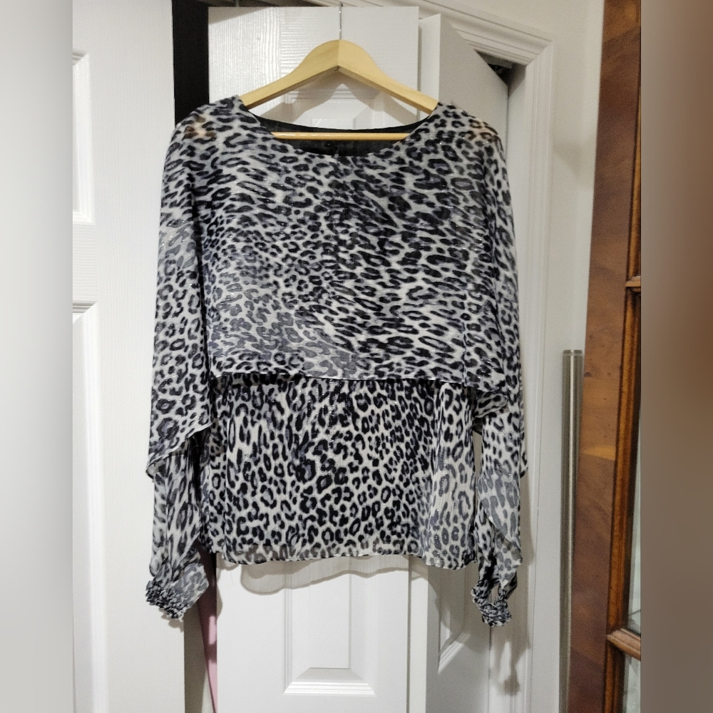 DKNY Animal Print Blouse, Size M